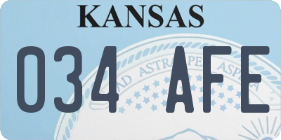KS license plate 034AFE