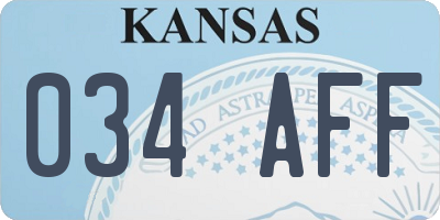 KS license plate 034AFF