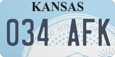 KS license plate 034AFK