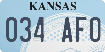 KS license plate 034AFO