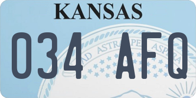 KS license plate 034AFQ