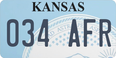 KS license plate 034AFR