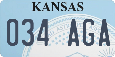 KS license plate 034AGA