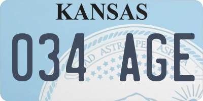 KS license plate 034AGE
