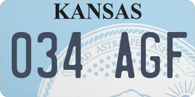 KS license plate 034AGF