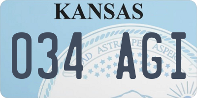 KS license plate 034AGI