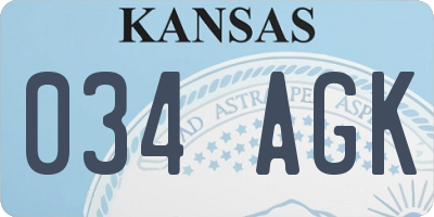 KS license plate 034AGK