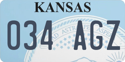 KS license plate 034AGZ