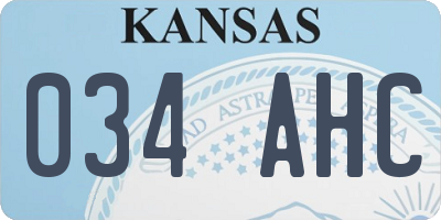 KS license plate 034AHC