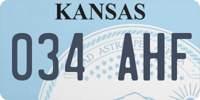 KS license plate 034AHF