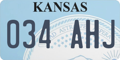 KS license plate 034AHJ