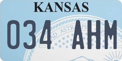 KS license plate 034AHM