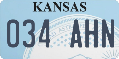 KS license plate 034AHN