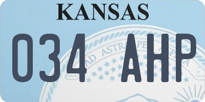 KS license plate 034AHP