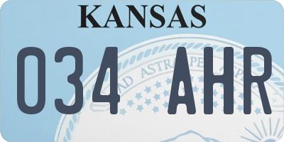 KS license plate 034AHR