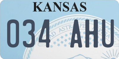 KS license plate 034AHU