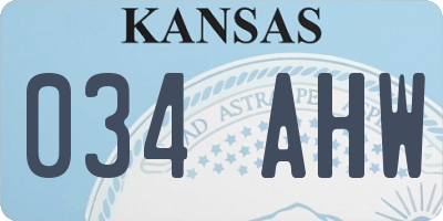 KS license plate 034AHW