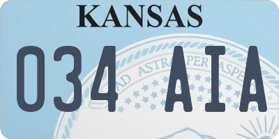 KS license plate 034AIA