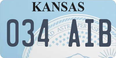 KS license plate 034AIB