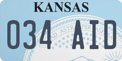 KS license plate 034AID