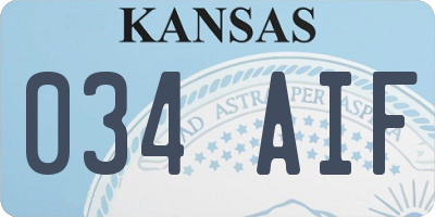 KS license plate 034AIF
