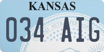 KS license plate 034AIG