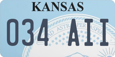 KS license plate 034AII