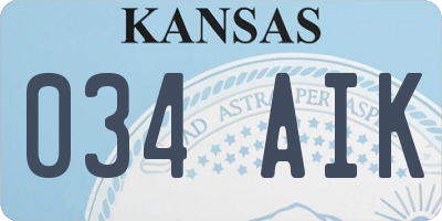 KS license plate 034AIK
