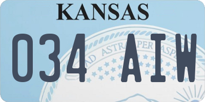 KS license plate 034AIW