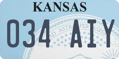 KS license plate 034AIY