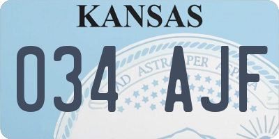 KS license plate 034AJF