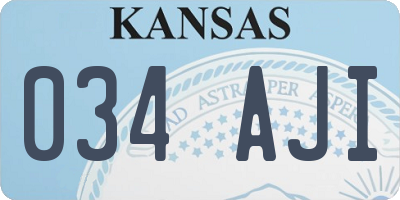 KS license plate 034AJI