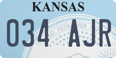 KS license plate 034AJR