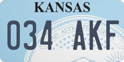 KS license plate 034AKF