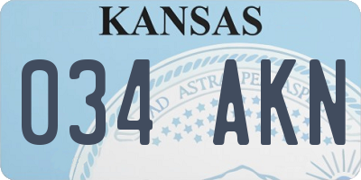 KS license plate 034AKN