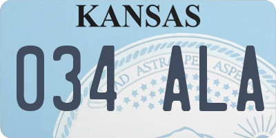 KS license plate 034ALA