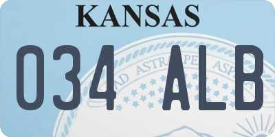 KS license plate 034ALB