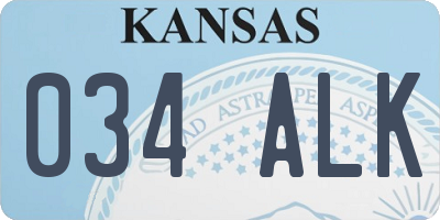 KS license plate 034ALK