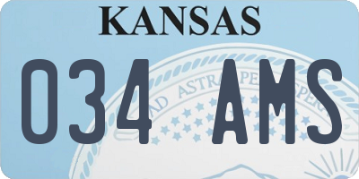 KS license plate 034AMS
