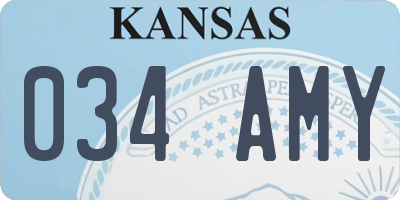 KS license plate 034AMY
