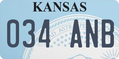 KS license plate 034ANB