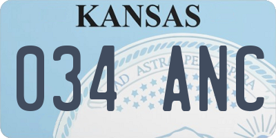 KS license plate 034ANC