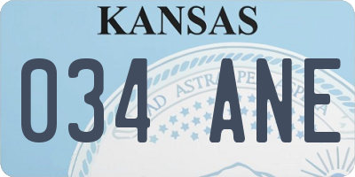 KS license plate 034ANE