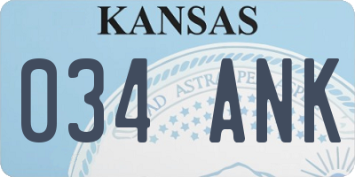 KS license plate 034ANK