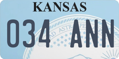 KS license plate 034ANN