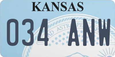 KS license plate 034ANW