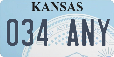 KS license plate 034ANY