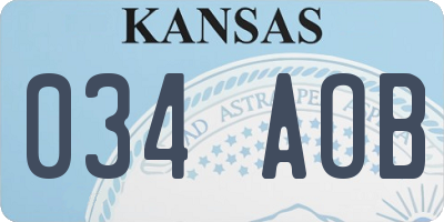 KS license plate 034AOB