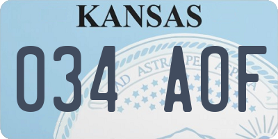 KS license plate 034AOF