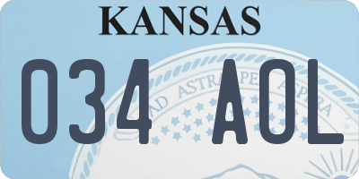 KS license plate 034AOL